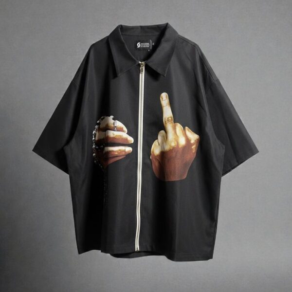 Short sleeve zip up shirt